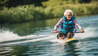 75-jährige Omi aus Marburg brettert auf Wakeboard über Niederweimarer See